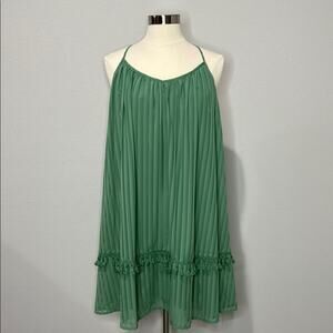 GB Green Pleated Spaghetti Strap Lined Short Dress Size XL